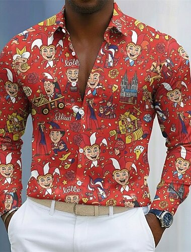  Herrenhemd mit Karnevalsmotiv – festliches Figurenmotiv