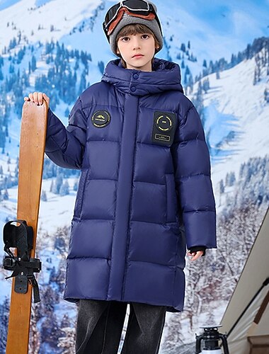 Bambini Ragazzi Giacca in piuma Giacca con Cappuccio Giacca Imbottita Capispalla Tinta unica Manica Lunga Tasca Tenere al caldo Antivento Cappotto Casuale Quotidiano Essenziale Blu Nero Rosso Autunno