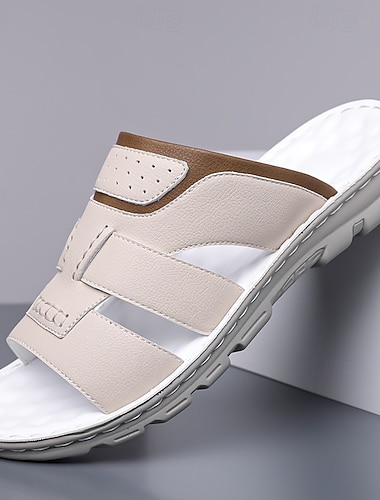  Beige sportssandaler for menn – lett og pustende design med doble borrelåsstropper, perfekt for vannsport, fotturer og reiser