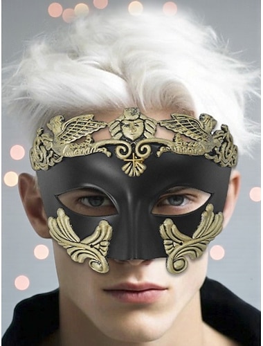  Kvinnes svart barokk venetiansk masquerade-maske - gulldekorert karneval kostyme tilbehør Venezia festival Mardi Gras cosplay  masqueradefester