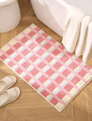  Saugfähige, schnelltrocknende Badezimmer-Fußmatte, rutschfest, beflockt, für WC, Dusche, Schlafzimmer, farbenfrohe Wohnaccessoires