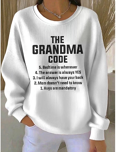  Per donna Pullover Stampato Grafico Lettera Caldo Classico Casual Manica Lunga Girocollo Top Regolari Casuale Casa Streetwear Blu Nero Bianco Viola Beige Primavera Autunno Inverno