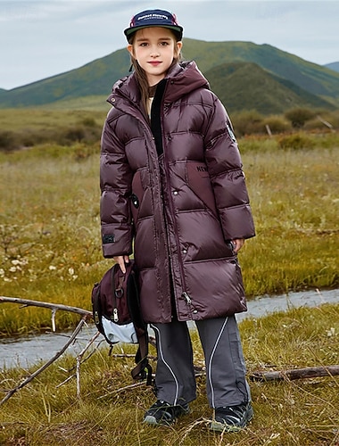  Bambini Ragazze Giacca in piuma Giacca Imbottita Lettera Sport Tasca Tenere al caldo Antivento All'aperto Cappotto Capispalla 5 anni + Inverno Nero Rosso