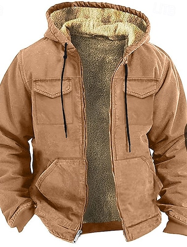  Herren Kapuzensweatshirt Vollreißverschluss-Kapuzensweatshirt Fleece Kapuzensweatshirt Armeegrün Khaki Grau Mit Kapuze Einfach Reißverschluss Fronttasche Taktisch Sport & Outdoor Lässig Streetwear