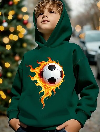  Unisex 3D Grafico Calcio Felpa con Cappuccio Maglione Manica Lunga Stampa 3D Primavera Autunno Sport Moda Streetwear Bambini 4-12 Anni Con cappuccio Casuale Quotidiano All'aperto Vestibilità regolare