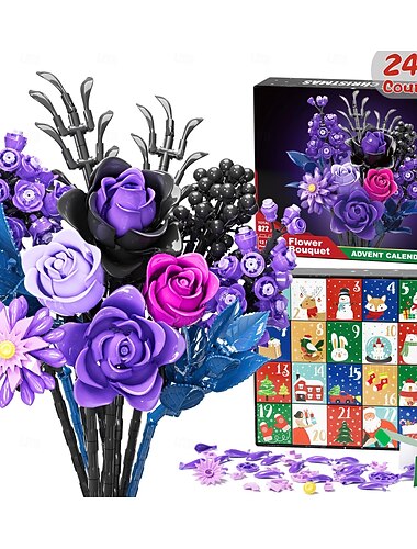  Blombukett adventskalender 2025 för vuxna tonåringar barn, 24 dagars blombukett