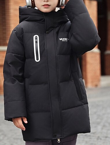  Kinderen Voor meisjes Donsjack Pufferjack Effen Kleur Sport Zak Houd Warm Windbestendig: Buiten jas bovenkleding 5-12 jaar Winter Zwart Blozend Roze Rood