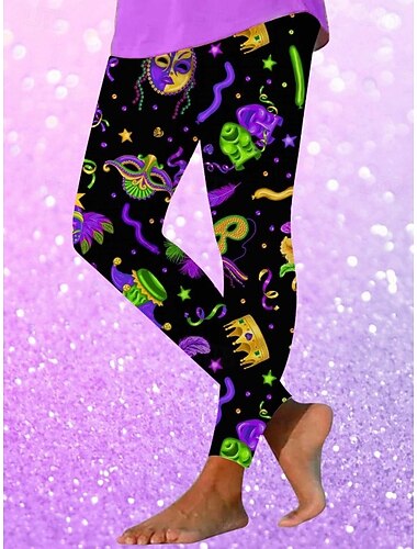  Dames Leggings Vakantie Vintage Etnische stijl Volledige lengte Hoge taillePantsCarnaval Grafisch Gestreept Abstract Comfort Zacht Comfortabel Rekbaar Dagelijks Huis Buiten Zwart Groen Donker paars