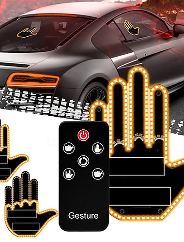  luce per gesti delle dita dell'auto luce di avvertimento multifunzionale per auto luce anti-collisione posteriore luce interattiva per gesti delle mani luce LED per gesti delle dita dell'auto per