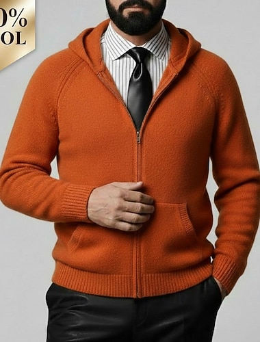  heren premium zuiver wol kasjmier vest trui klassieke capuchon gebreid ritszak zacht warm ademend