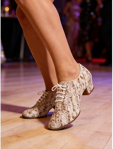  dámské profesionální taneční boty, cvičební boty na šněrování s nízkým podpatkem, taneční boty s vintage vzorem &Dámská obuv na latinskoamerické tance, ideální na trénink a zkoušky &taneční kurzy