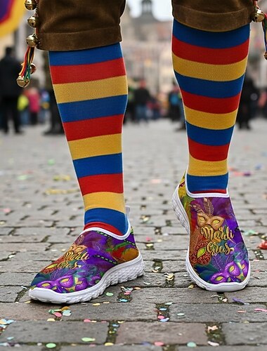  Ανδρικά Παπούτσια Καρναβαλιού με Μάσκα σε Πλάγιο Σχεδιασμό - Ελαφριά Αναπνεύσιμα Άνετα Παπούτσια για Παρελάσεις Καρναβαλιού Δρόμους Γιορτών Θεματικά Πάρτι  Εορταστικές Εξορμήσεις