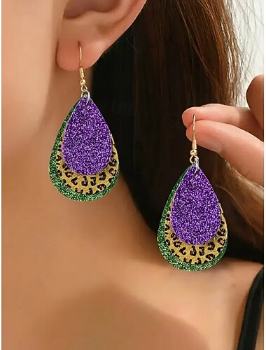  Dames Lederen Mardi Gras Oorbellen – Kleurrijk Glitterig Verstelbaar met Multi-Stijl Ontwerpen – Perfect voor Carnaval en Maskerade Kostuumaccessoires