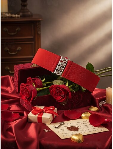  női rugalmas deréköv vintage fém csattal, széles, rugalmas öv több színben, karácsonyi partiruha kiegészítő és ajándék