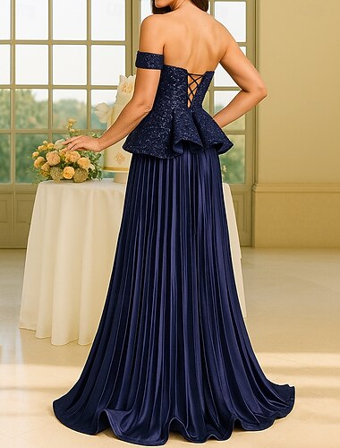  A-Linjefrom Golvlängd Bal Klänning Festklänning Cocktailklänning Mor till bruden Klänning Ärmlös Sweetheart Off-shoulder Elegant Vintage Lyxig Formell Kväll Chiffon med Plisseringar Pärlor