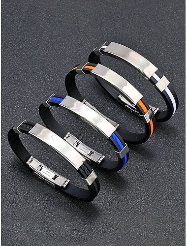  herenarmband van roestvrij staal en siliconen, verkrijgbaar in meerdere kleuren – stijlvol en duurzaam voor casual en dagelijks gebruik