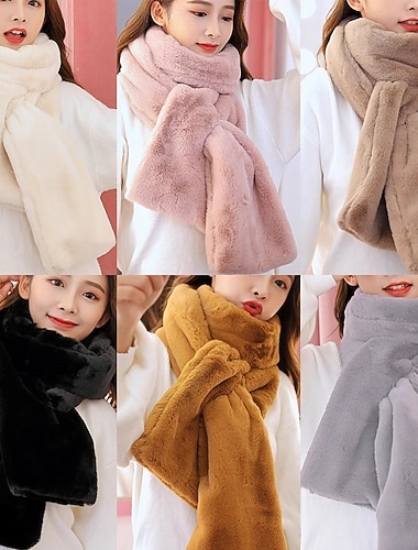  Fuskepelsskjerf med skjult glidelåslomme, mykt og koselig varmt lommeskjerf for håndfri oppbevaring av telefon, verdisaker