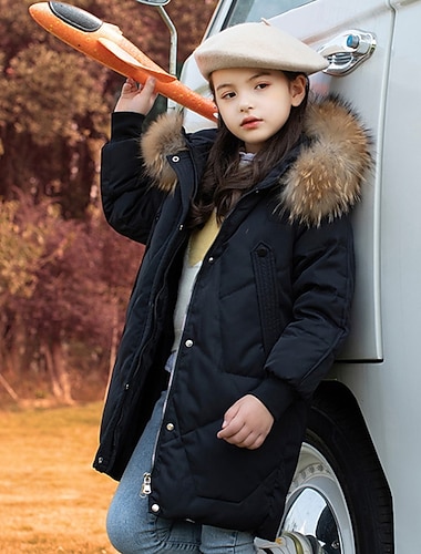  Bambini Ragazze Giacca in piuma Giacca Imbottita Tinta unica Sport Tasca Tenere al caldo Antivento All'aperto Cappotto Capispalla 4-12 Anni Inverno Nero Bianco Rosa