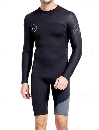  miesten 2 mm:n neopreenista valmistettu sukellusmärkäpuku, joustava iskusuoja, lyhythihainen, takana vetoketju - surffaus, snorklaus, laitesukellus, yksivärinen, talvi, syksy