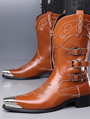  męskie brązowe kowbojskie buty – styl western z eleganckimi detalami, idealne na wiejskie wesela i nieformalne imprezy