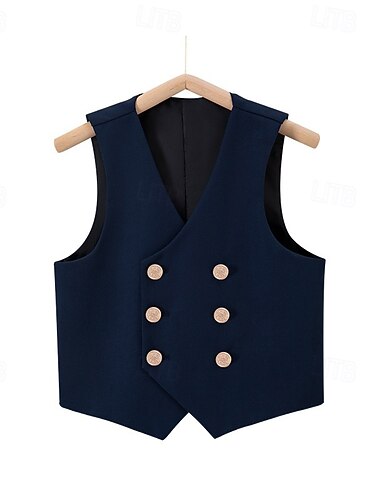  Kinder Unisex Weste Oberbekleidung Einfarbig Ärmellos Tasche V-Ausschnitt Knöpfe Mantel Outdoor Mode Cool Täglich Schwarz Marineblau Grau Frühling Herbst 4-12 Jahre