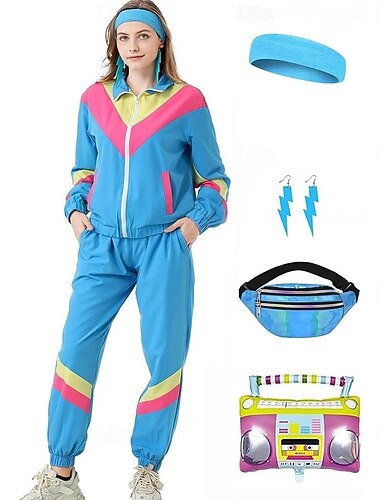  Retro Antiguo Años 80 Hip hop Accesorios bolsa Conjunto de accesorios con accesorios Larga Disco Disfraz Mujer Disfraz de carnaval Víspera de Todos los Santos Carnaval Año Nuevo Desfile del orgullo