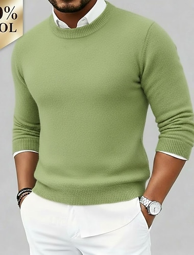  heren premium pure wol kasjmier ronde hals trui klassieke gebreide trui zacht warm ademend