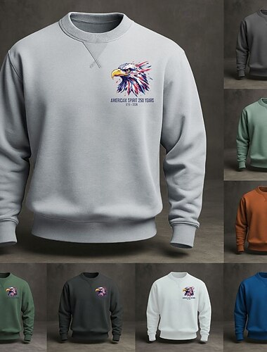  250° anniversario dell'America Per uomo Felpa Girocollo Blu Nero Bianco Giallo Verde Inverno Primavera & Autunno progettista S M L XL 2XL 3XL
