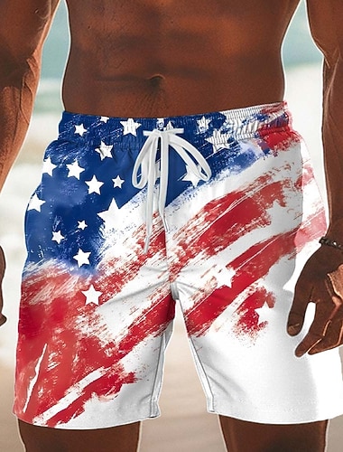  Homme Drapeau Américain 4 juillet, 250e anniversaire des États-Unis 250e anniversaire Maillots de bain Shorts de bain Shorts de Surf Taille Moyenne Hawaïen Fête Poches Latérales doublure en maille