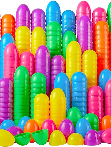  50/100 Stück 2,3-Zoll-Ostereier, leere Plastikeier, befüllbar, bunte Eierschalen, Großpackungen für die Ostereiersuche, zum Befüllen von Leckereien, als Gastgeschenk, zum Befüllen von Osternester, als
