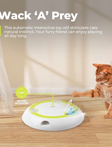 لعبة "اضرب الخلد" التفاعلية للقطط من "أول فور باوز" مزودة بمستشعر حركة، ولعبة فئران ريش أوتوماتيكية بستة ثقوب للقطط المنزلية.