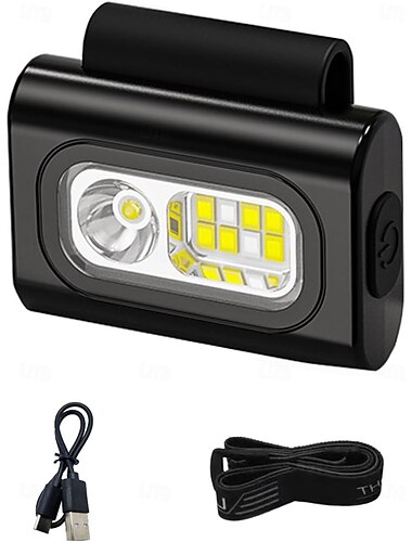  Linterna frontal de silicona ABS, linterna frontal LED para pesca, linterna frontal para camping, adecuada para pesca nocturna, multifuncional con clip.