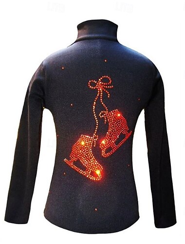  Fleecejack voor kunstschaatsen Dames Voor meisjes Schaatsen Jack Kleding Bovenlichaam Zwart Lapwerk Spandex Rekbaar Opleiding Wedstrijd Kunstschaatskleding Thermisch Warm Klassiek Kristal