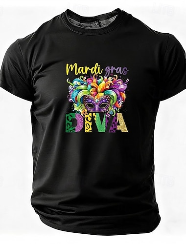  Herren-T-Shirt mit Mardi-Gras-Motiv – Karnevalsdiva-Shirt