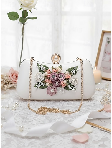  Dámské Peněženka Večerní Bag Večerní kabelka Peněženka na mince Kožené Párty Květiny Pevná barva Květiny Bílá /  žlutá Růžová fialová