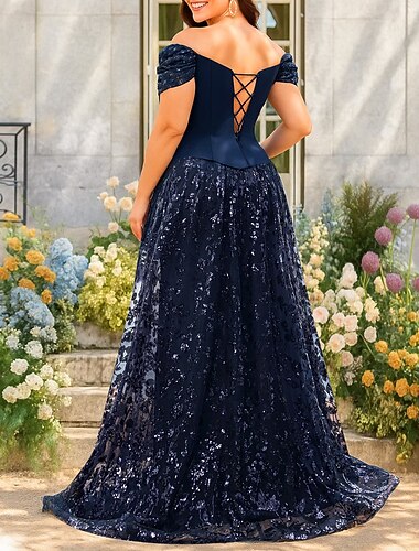  A-Linje Golvlängd Bal Klänning Festklänning Cocktailklänning Mor till Bruden Klänning Ärmlös Kort Ärmar Off Shoulder Elegant Vintage Lyxig Formell Afton Spets med Beadings Färg