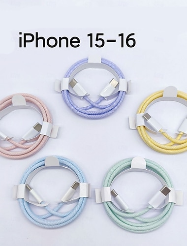  2-pakning PD 60W USB C til Type C fargeledning hurtiglading Apple iPhone 15 16 Pro Huawei Xiaomi Samsung Type C vevde kabeltilbehør
