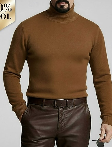  heren premium zuiver wollen kasjmier coltrui klassieke gebreide trui zacht warm ademend