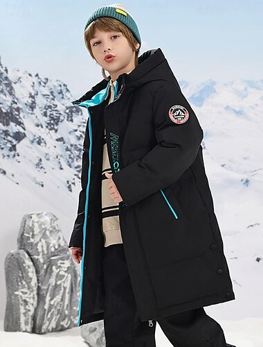  Kinderen Uniseks Donsjack Hoodie jas Pufferjack bovenkleding Brief Lange mouw Houd Warm Windbestendig: jas Casual Dagelijks Basic Zwart Rood Herfst Winter 4 jaar +