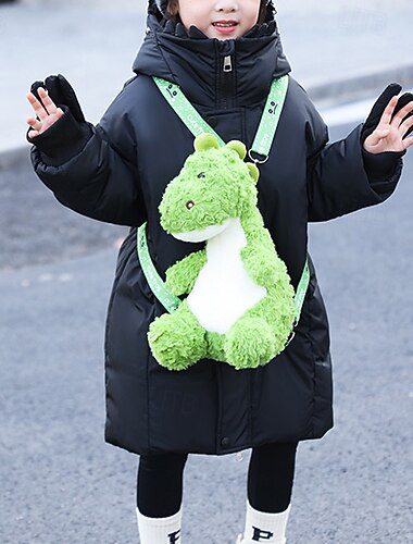  Kinderen Voor meisjes Donsjack Pufferjack Tekenfilm Sport Zak Houd Warm Windbestendig: Buiten jas bovenkleding 4-12 jaar Winter Zwart Groen