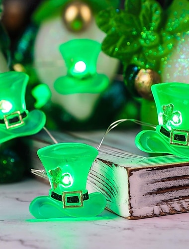  Dekorationen zum St. Patrick's Day: Lichterkette mit Kleeblättern, batteriebetrieben mit Fernbedienung, LEDs in Kleeblattgrün, für Schlafzimmerpartys und das Fest des Heiligen Patrick.