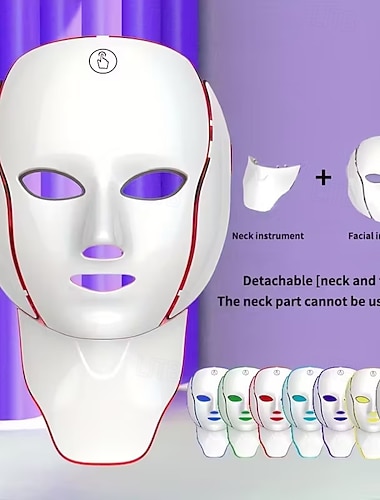  Valentinstag Muttertag Geschenke 7-Farben Gesichtsmaske Gerät integrierte Gesichts- und Halsmaskenmaschine USB-Ladefunktion Touchscreen Multifunktions tragbare kabellose Heimpflege-Maske