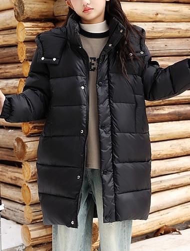  Bambini Ragazze Giacca in piuma Giacca Imbottita Tinta unica Sport Tasca Tenere al caldo Antivento All'aperto Cappotto Capispalla 4-12 Anni Inverno Nero Viola Cachi