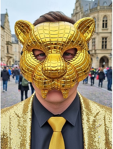  Herres Multi-Stil Plastisk Metallisk Dyre Mardi Gras Maske - Gull Løve Rev Tiger Kostyme Hodeplagg Karneval  Maskeradeball