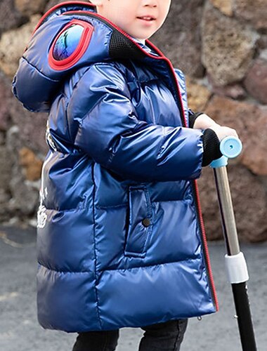  Kinderen Jongens Donsjack Hoodie jas Pufferjack bovenkleding Brief Lange mouw Houd Warm Windbestendig: jas Casual Dagelijks Basic blauw Zwart Rood Herfst Winter 4 jaar +