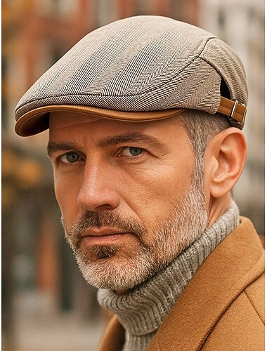  Casquette plate pour homme en polyester à chevrons – élégante et confortable, disponible en plusieurs couleurs pour les occasions décontractées et formelles.