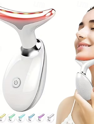  7-LED-Farbvibrationsgerät für Nacken, Hautpflegegerät, Gesichtsmassagegerät und Nackenmassagegerät