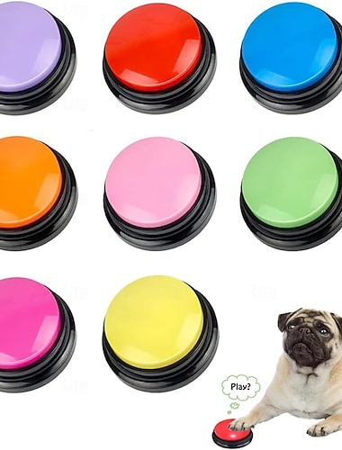  1 bouton d'enregistrement vocal pour la communication et le dressage des animaux de compagnie, enregistrement de 30 secondes &Jouet pour chien avec retour vocal, clicker enregistreur pour chat, chiot,