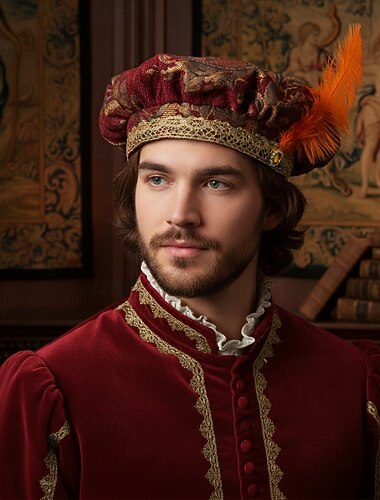  Retro Vintage Mittelalterlich Renaissance Hut Prinz Vampir Edelmann Kostüm Herren Maskerade Party Erwachsene Hut