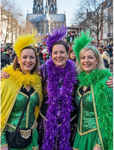  Vrouwen Mardi Gras Veren Haarbanden in Meerdere Kleuren Levendig en Leuk Perfect voor Carnaval en Maskerade Bals